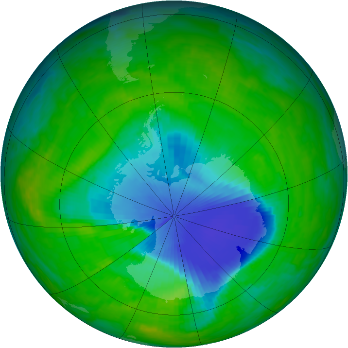 Antarctic ozone map for 23 November 1992